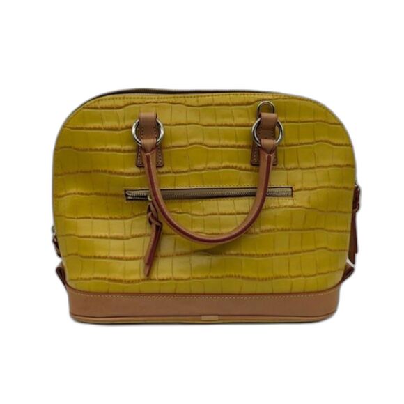 Dooney and Bourke Yellow Crocodile Leather Dome Handbag- Red Lining - Picture 6 of 7